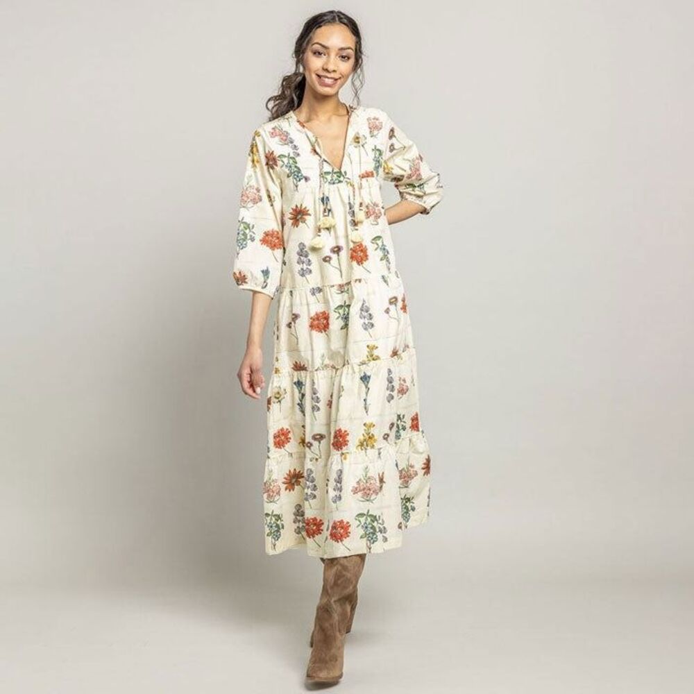 Pink Chicken Notebook Botanical Womens Indira Dress MEDIUM